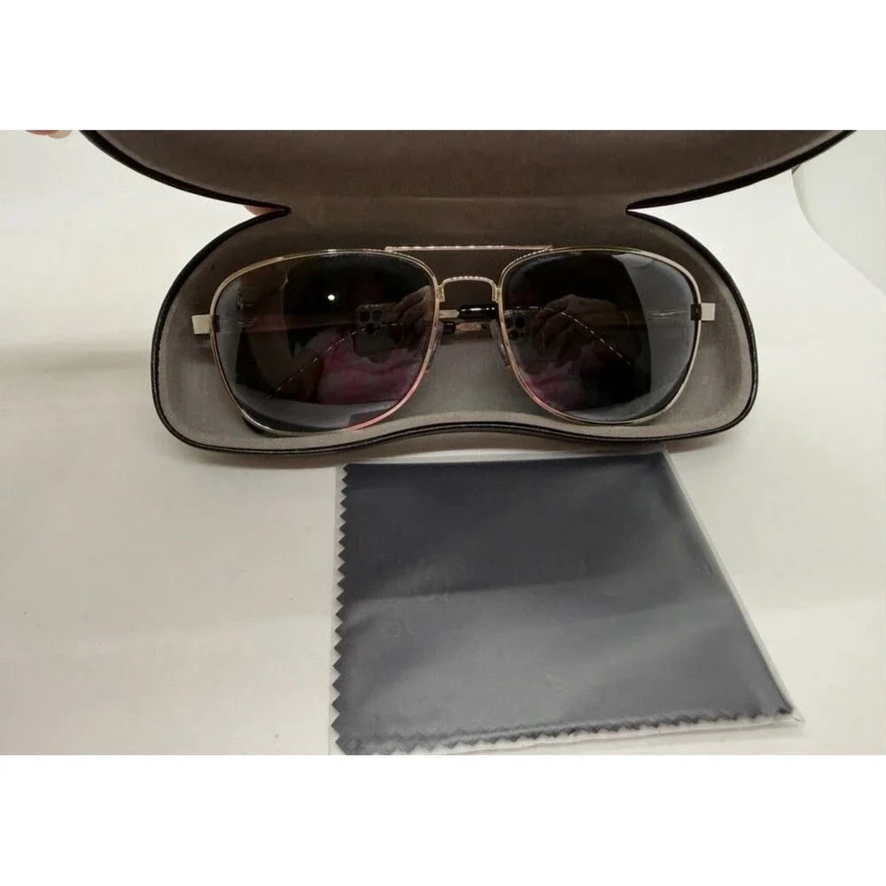 Foster Grant Black Metal‎ Aviator Sunglasses w/ Ray-Ban Hard Case & Cloth Men